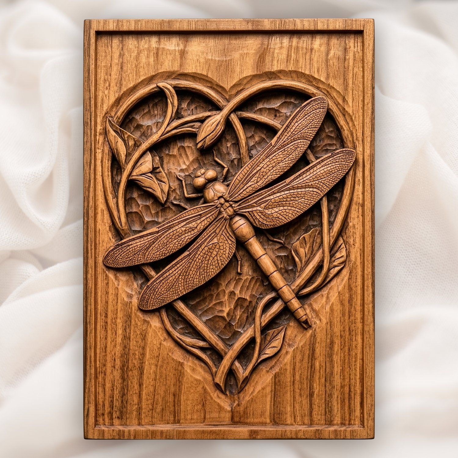 Dragonfly Heart Flower CNC Relief STL bas-relief STL design