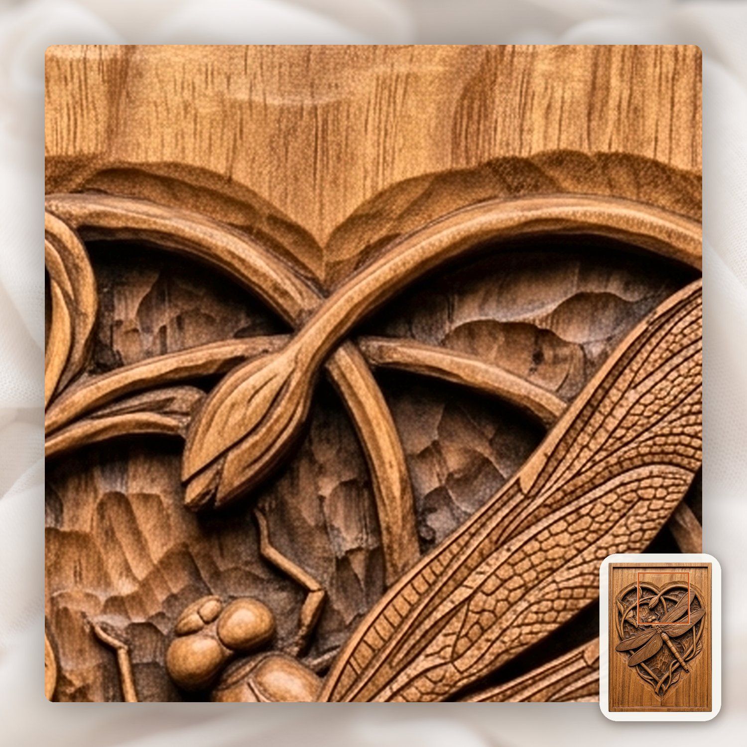 Dragonfly Heart Flower CNC Relief STL bas-relief STL — view 12