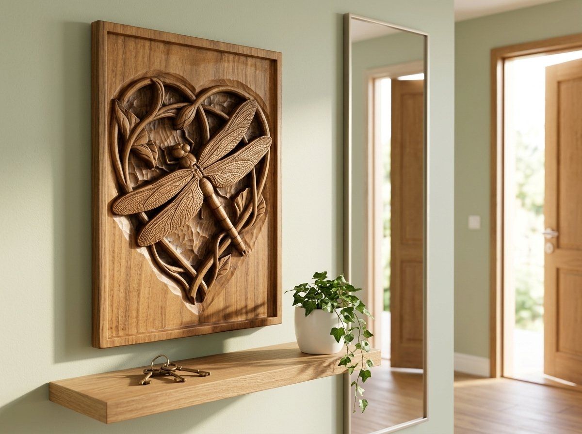Dragonfly Heart Flower CNC Relief STL bas-relief STL — view 14