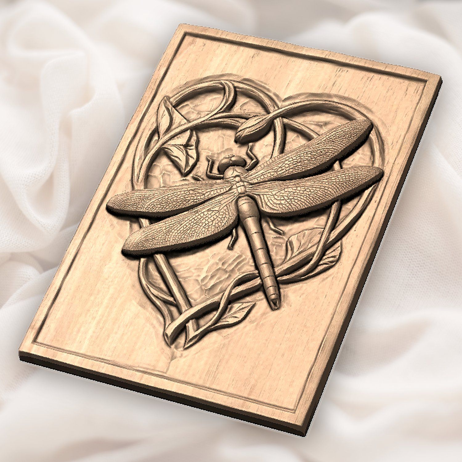 Dragonfly Heart Flower CNC Relief STL bas-relief STL — view 6