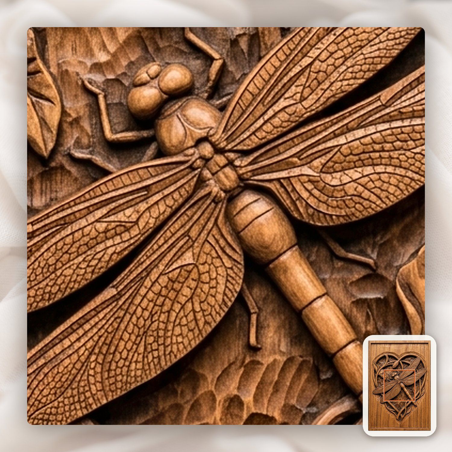 Dragonfly Heart Flower CNC Relief STL bas-relief STL — view 11
