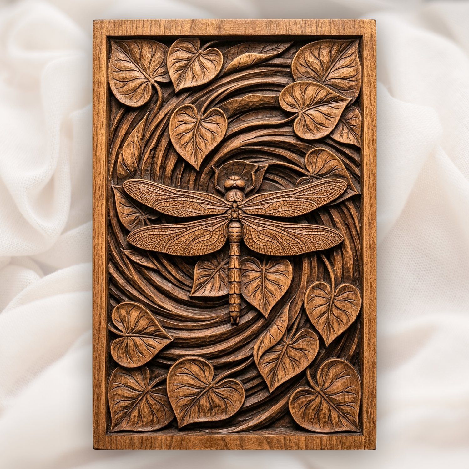 Dragonfly Heart Leaf Spiral Pond CNC Relief STL bas-relief STL design