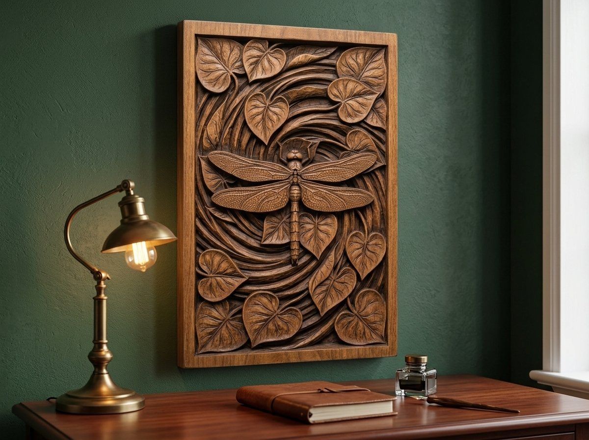 Dragonfly Heart Leaf Spiral Pond CNC Relief STL bas-relief STL — view 14