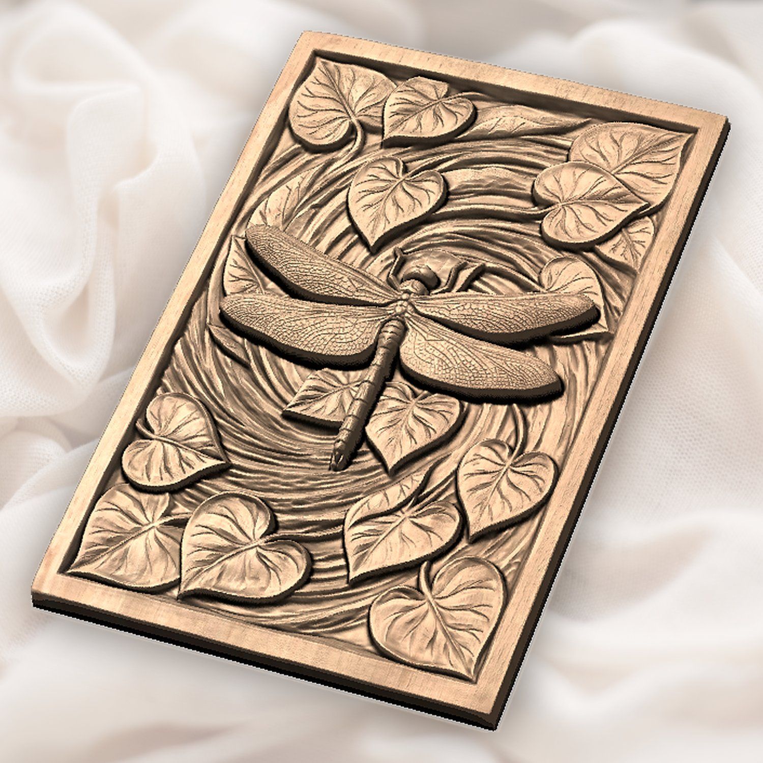 Dragonfly Heart Leaf Spiral Pond CNC Relief STL bas-relief STL — view 6