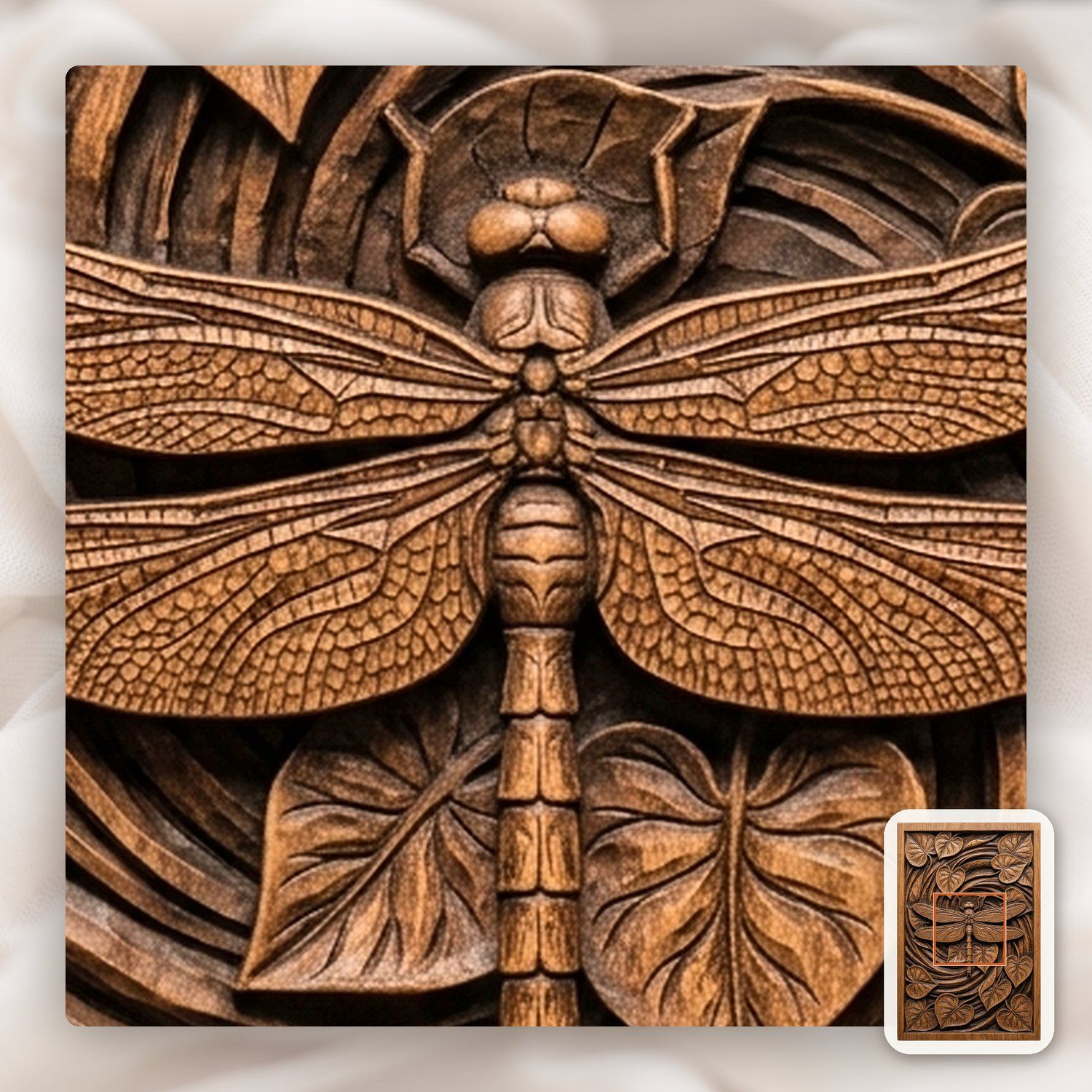 Dragonfly Heart Leaf Spiral Pond CNC Relief STL bas-relief STL — view 11