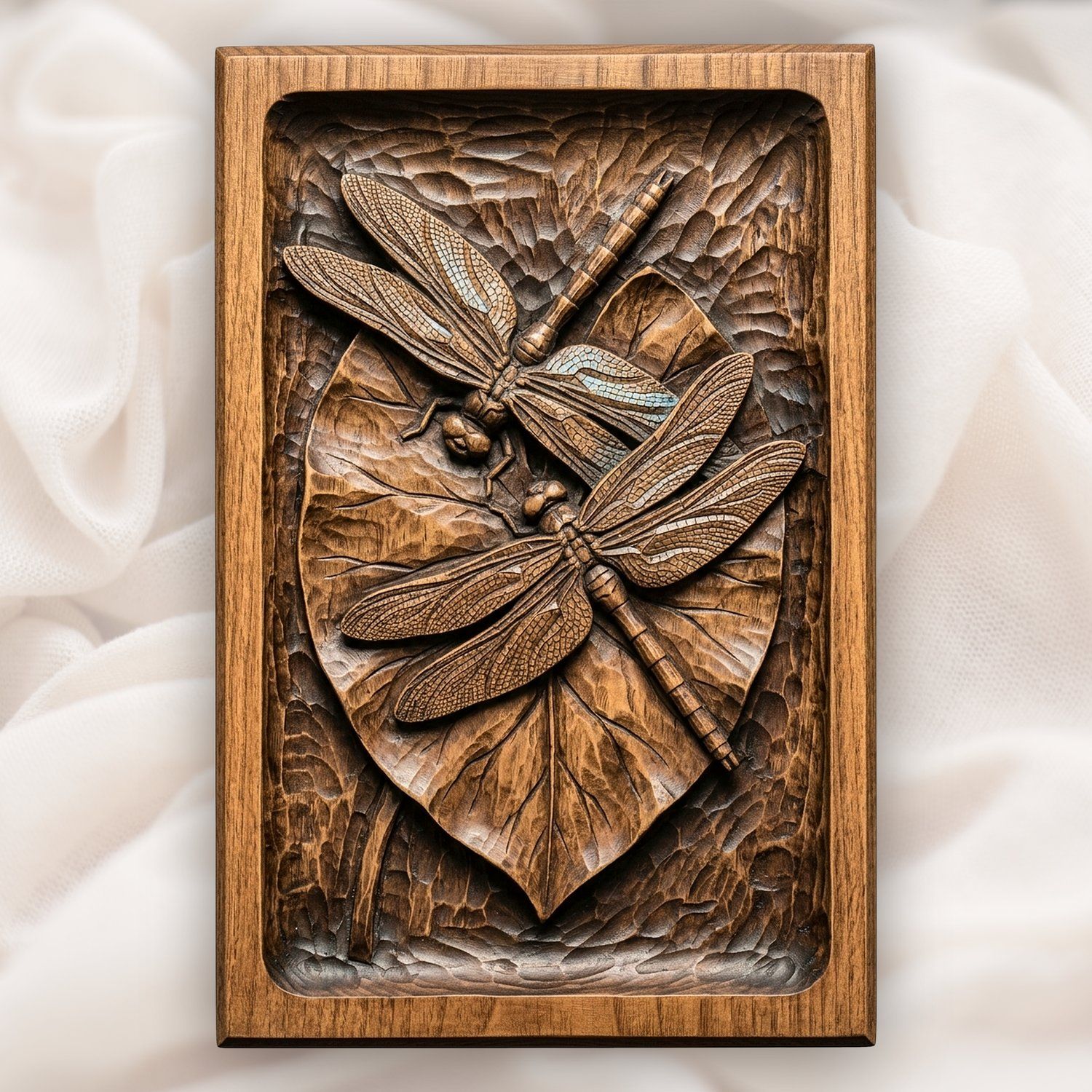 Dragonfly Heart Lily Leaf Nature CNC Relief STL bas-relief STL design