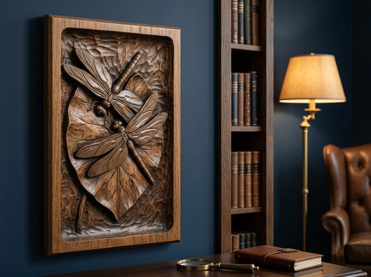 Dragonfly Heart Lily Leaf Nature CNC Relief STL bas-relief STL — view 12
