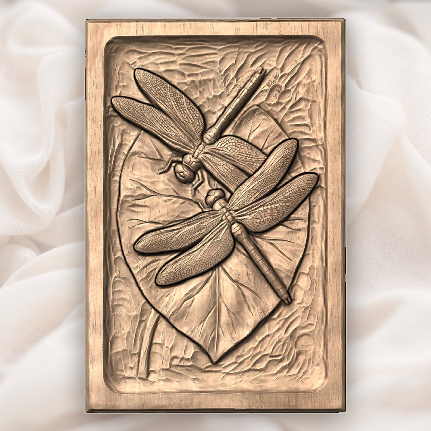 Dragonfly Heart Lily Leaf Nature CNC Relief STL bas-relief STL — view 2