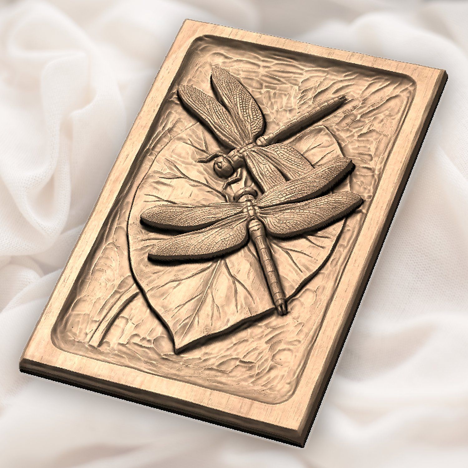 Dragonfly Heart Lily Leaf Nature CNC Relief STL bas-relief STL — view 3