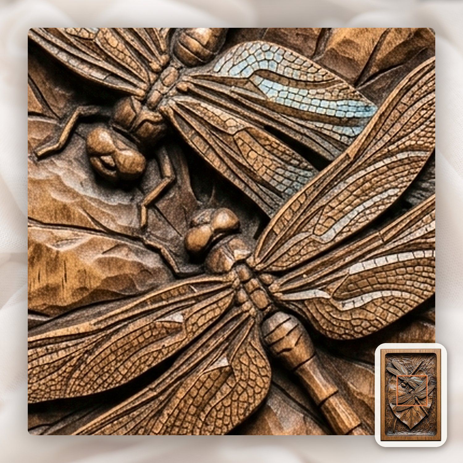 Dragonfly Heart Lily Leaf Nature CNC Relief STL bas-relief STL — view 8