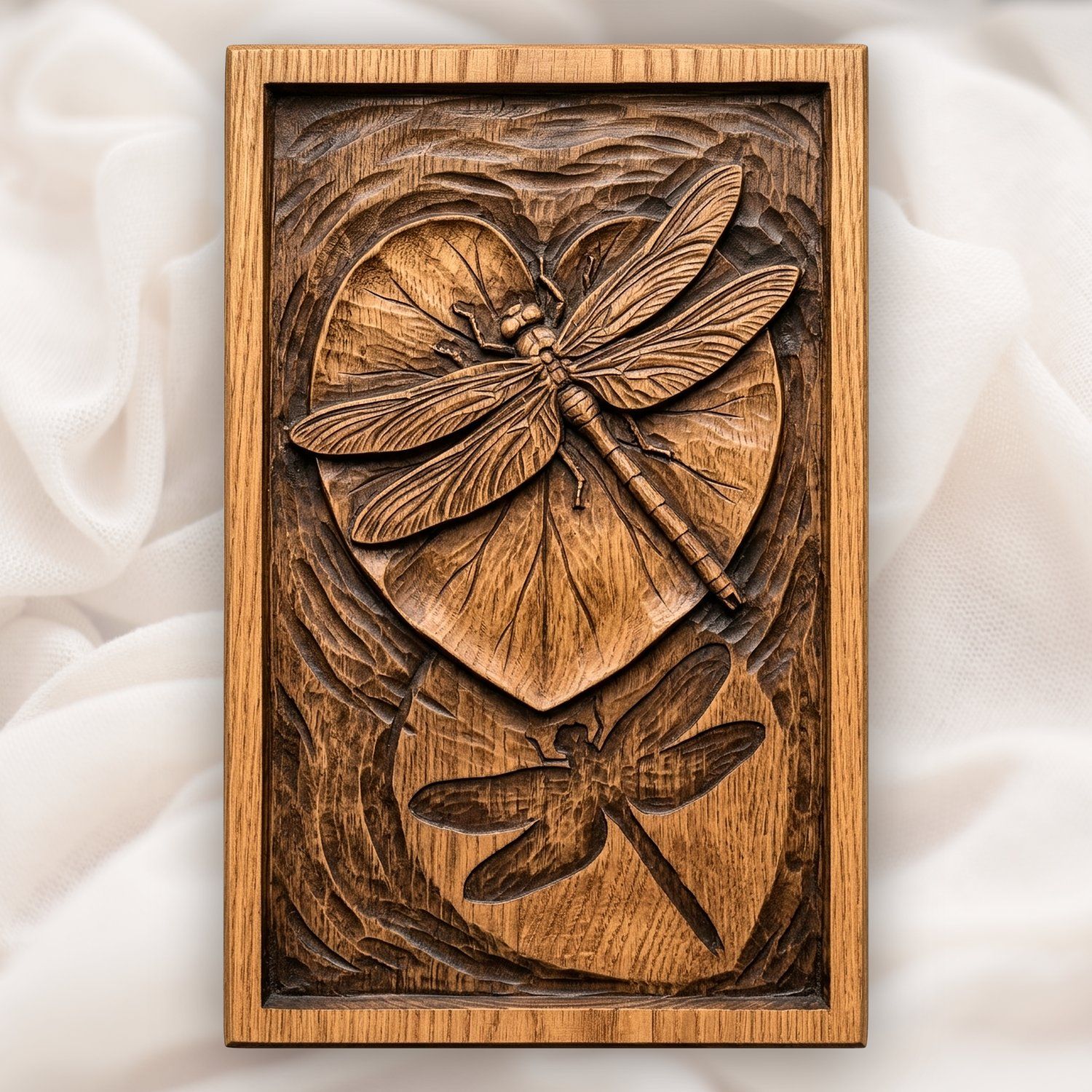 Dragonfly Heart Lily Pad CNC Relief STL bas-relief STL design