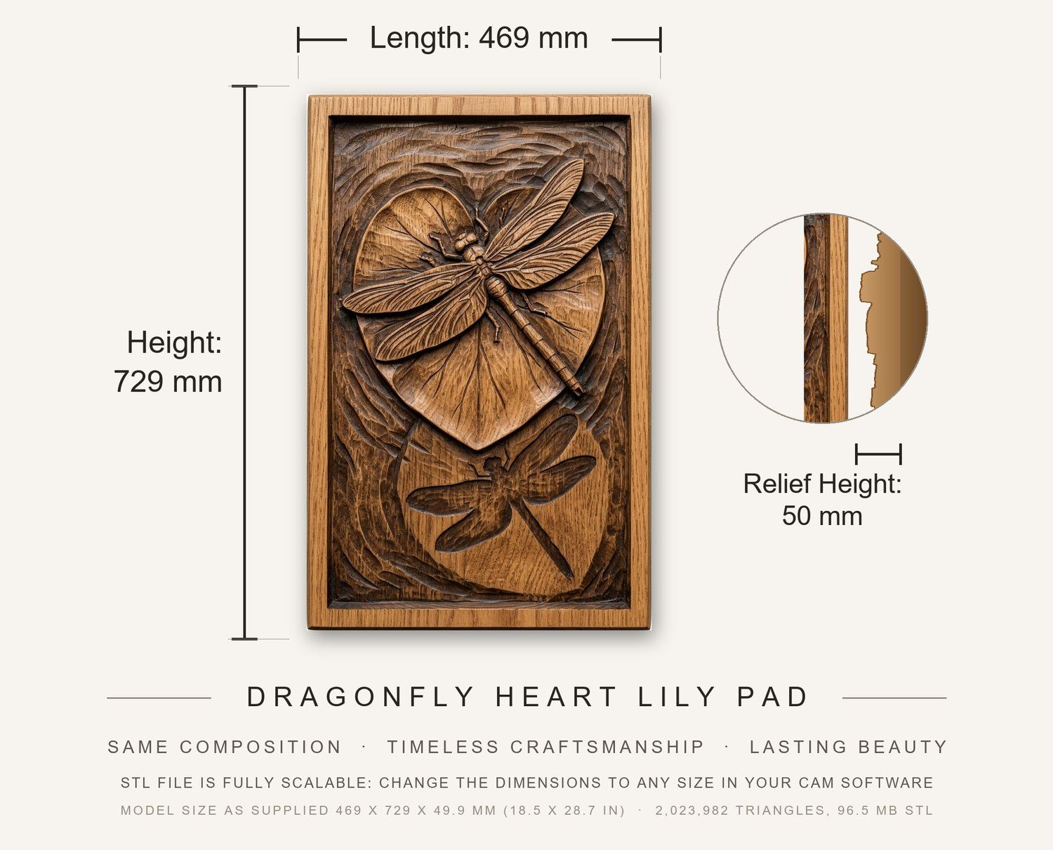 Dragonfly Heart Lily Pad CNC Relief STL bas-relief STL — view 12