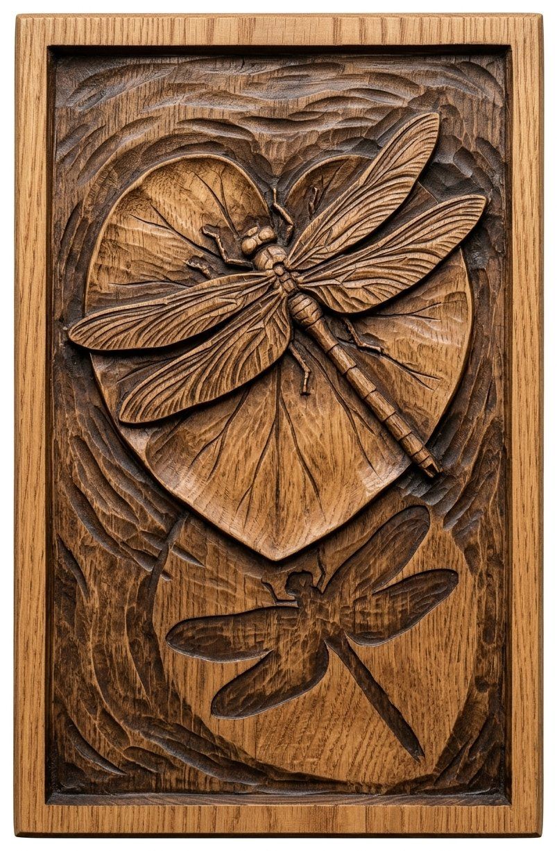 Dragonfly Heart Lily Pad CNC Relief STL bas-relief STL — view 2