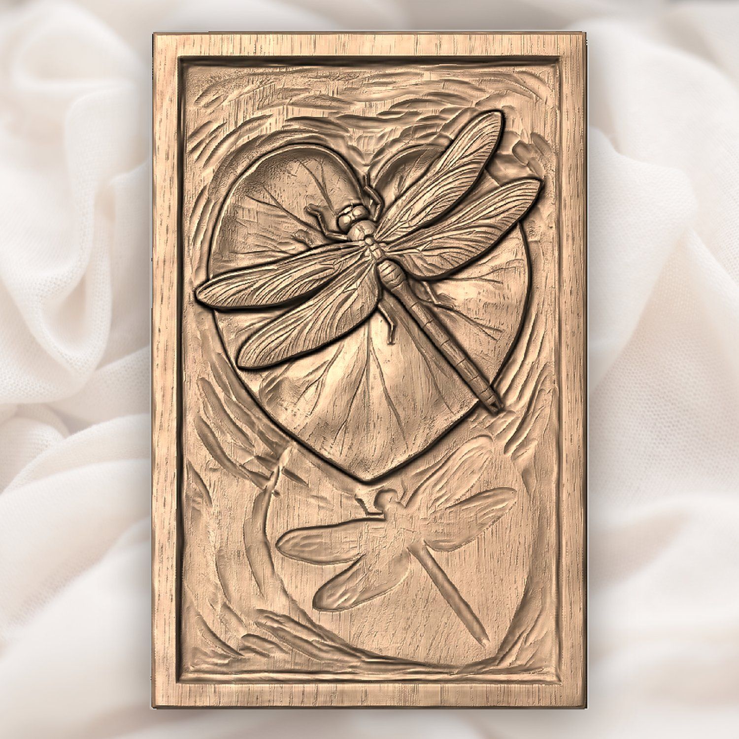 Dragonfly Heart Lily Pad CNC Relief STL bas-relief STL — view 3