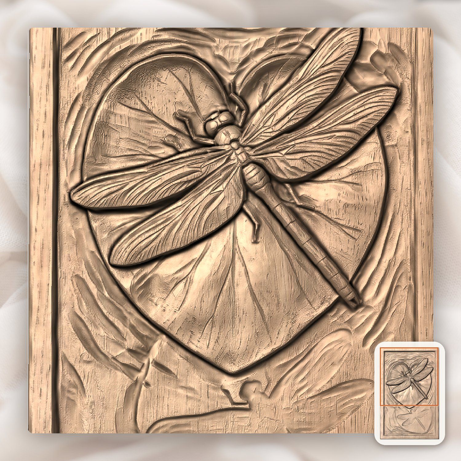 Dragonfly Heart Lily Pad CNC Relief STL bas-relief STL — view 5