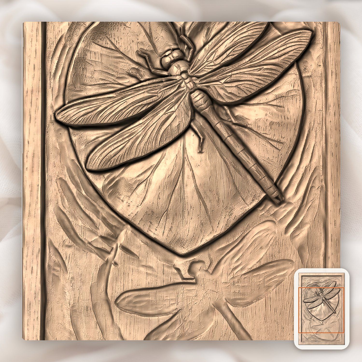 Dragonfly Heart Lily Pad CNC Relief STL bas-relief STL — view 6