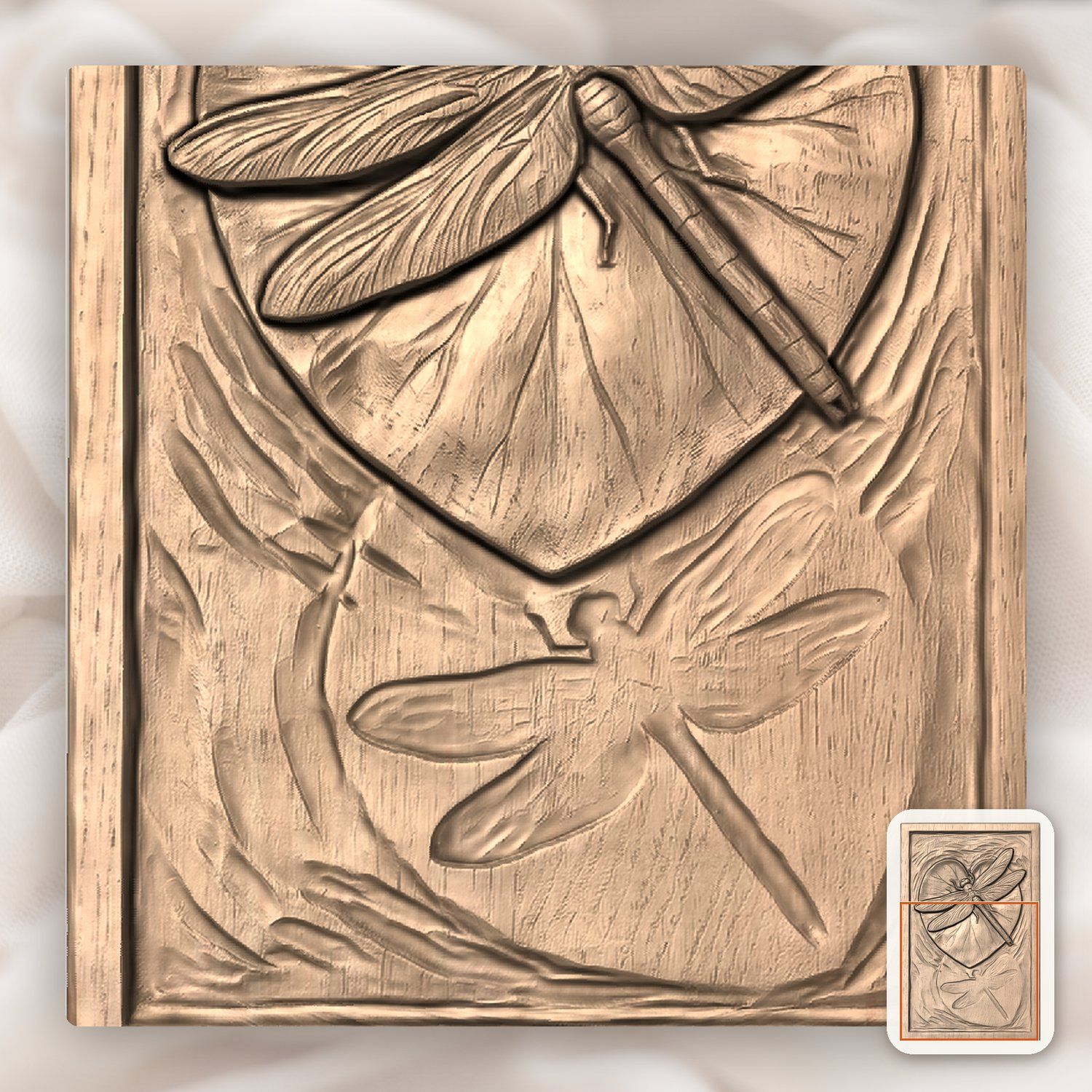 Dragonfly Heart Lily Pad CNC Relief STL bas-relief STL — view 7