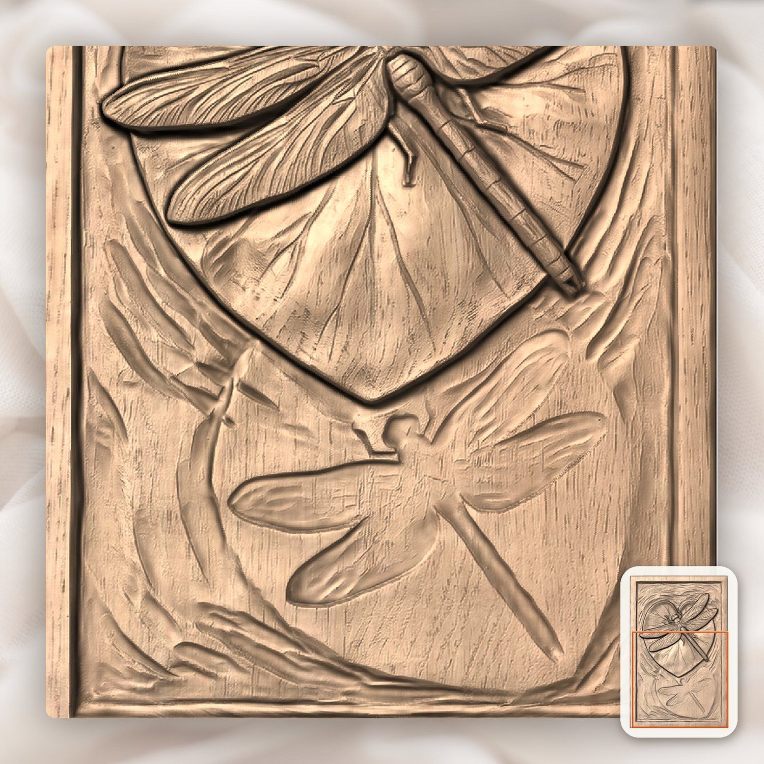 Dragonfly Heart Lily Pad CNC Relief STL bas-relief STL — view 8