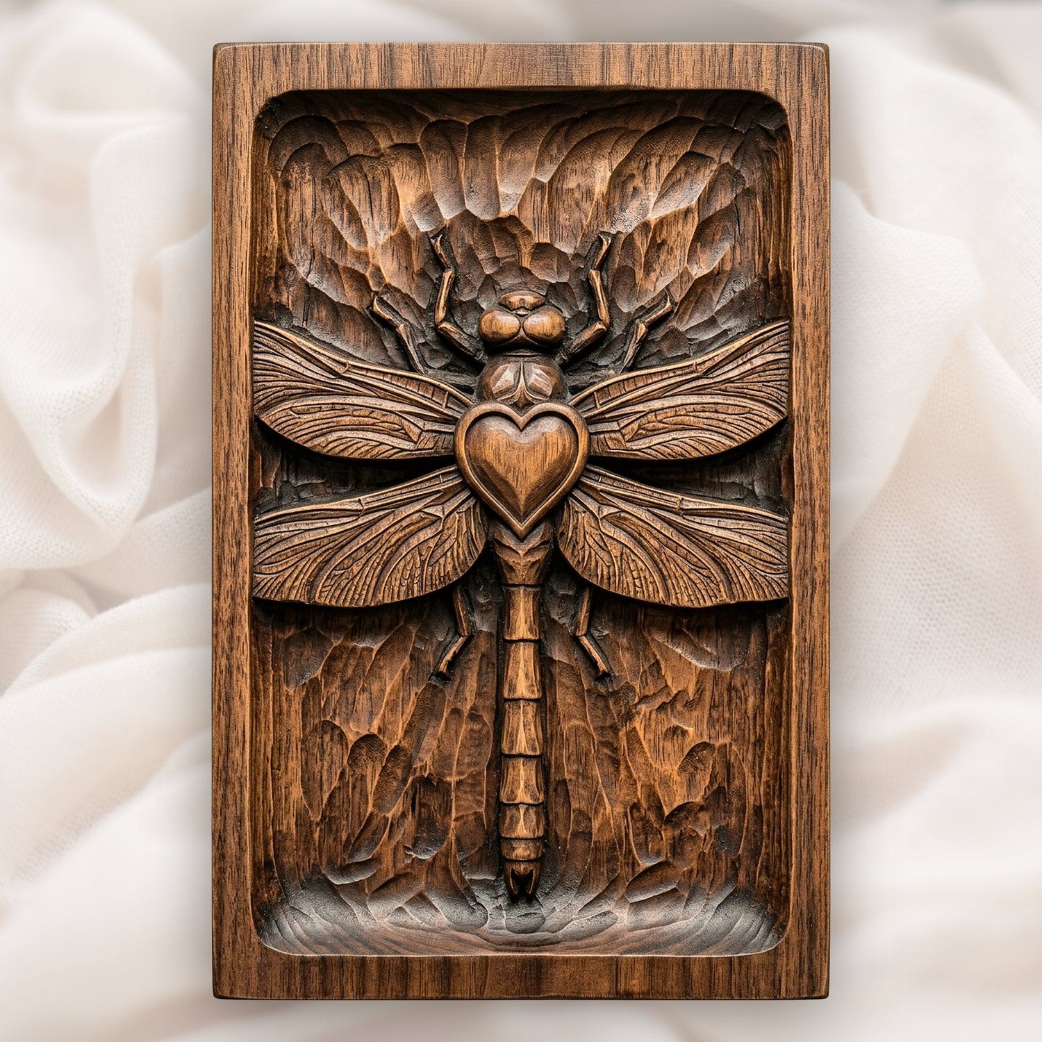 Dragonfly Heart Medallion CNC Relief STL bas-relief STL design