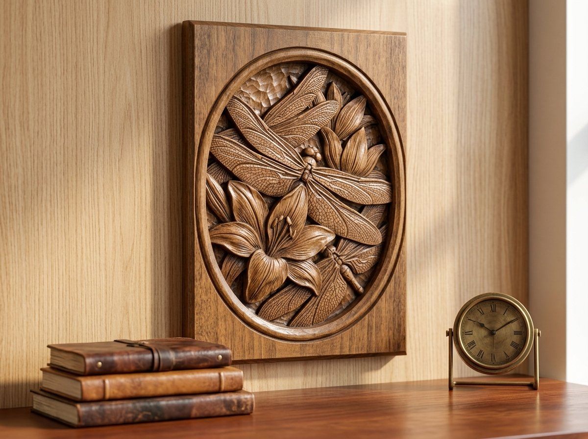 Dragonfly Lily Floral Pond Scene CNC Relief STL bas-relief STL — view 14