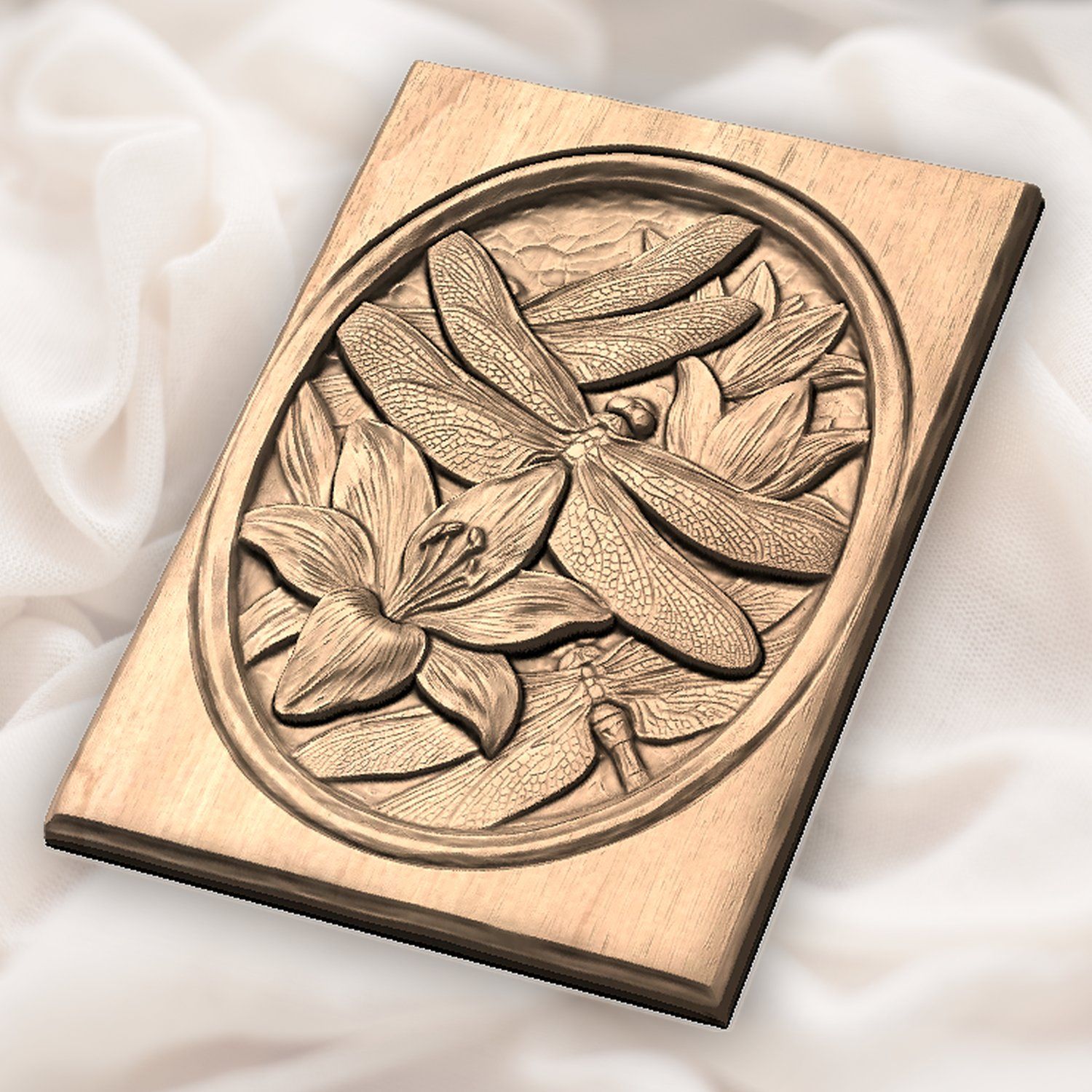 Dragonfly Lily Floral Pond Scene CNC Relief STL bas-relief STL — view 6