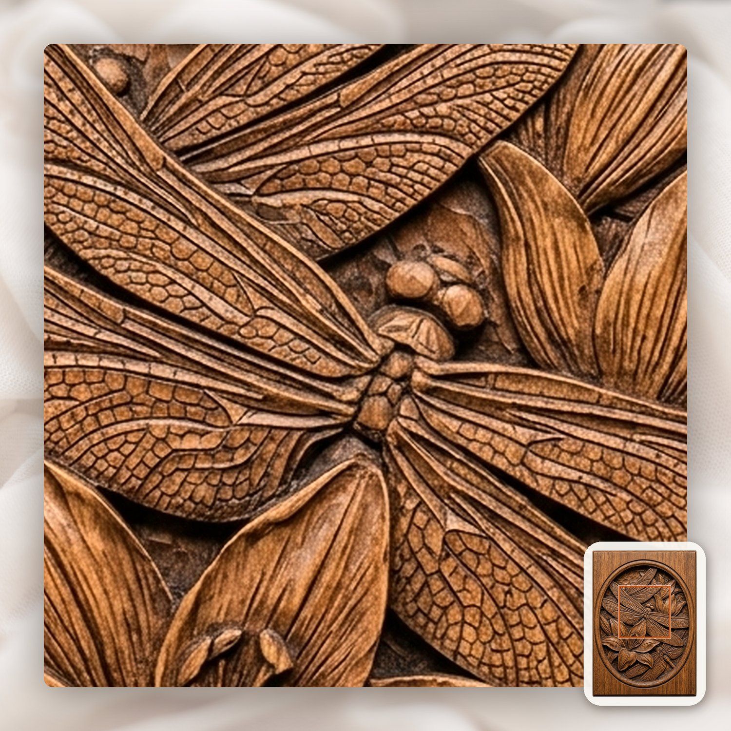 Dragonfly Lily Floral Pond Scene CNC Relief STL bas-relief STL — view 11