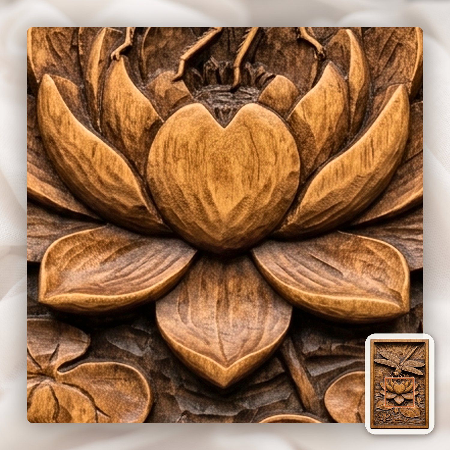 Dragonfly Lotus Heart CNC Relief STL bas-relief STL — view 12