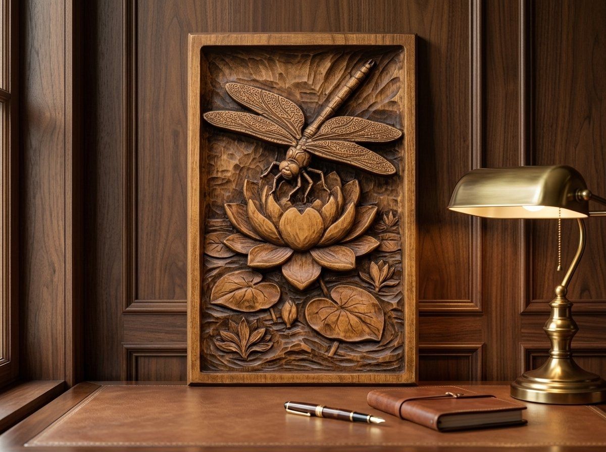 Dragonfly Lotus Heart CNC Relief STL bas-relief STL — view 14
