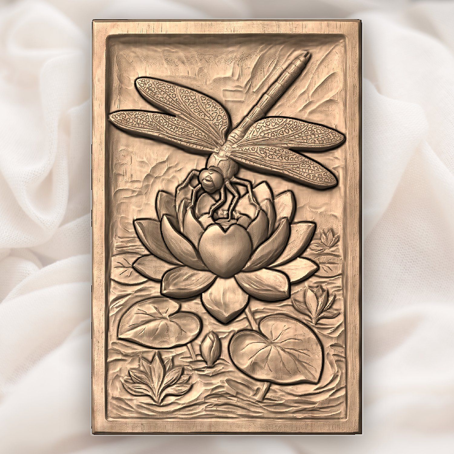 Dragonfly Lotus Heart CNC Relief STL bas-relief STL — view 5