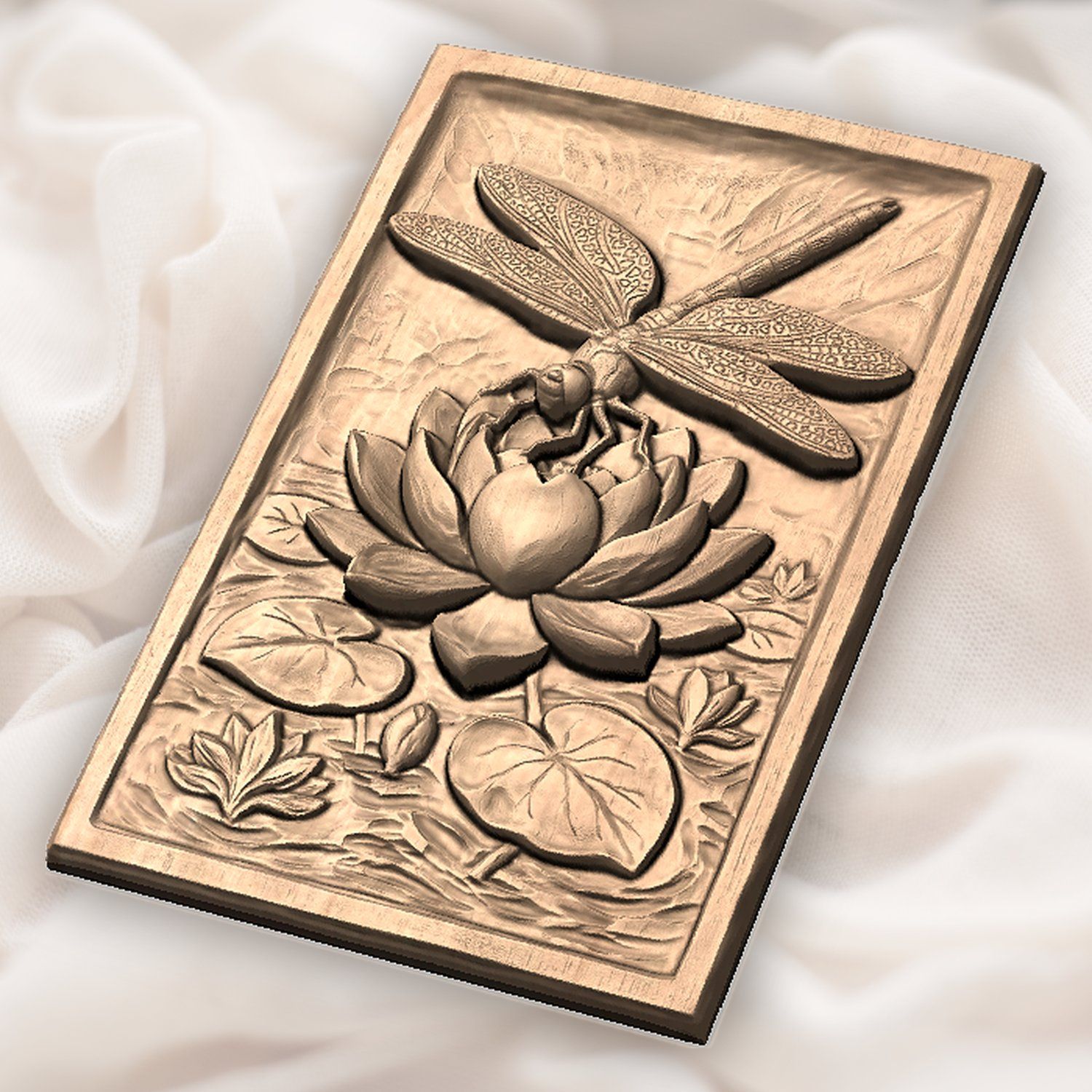 Dragonfly Lotus Heart CNC Relief STL bas-relief STL — view 6