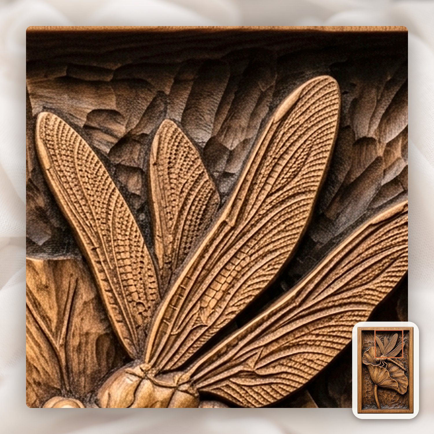 Dragonfly Lotus Leaf Pond Scene CNC Relief STL bas-relief STL — view 12