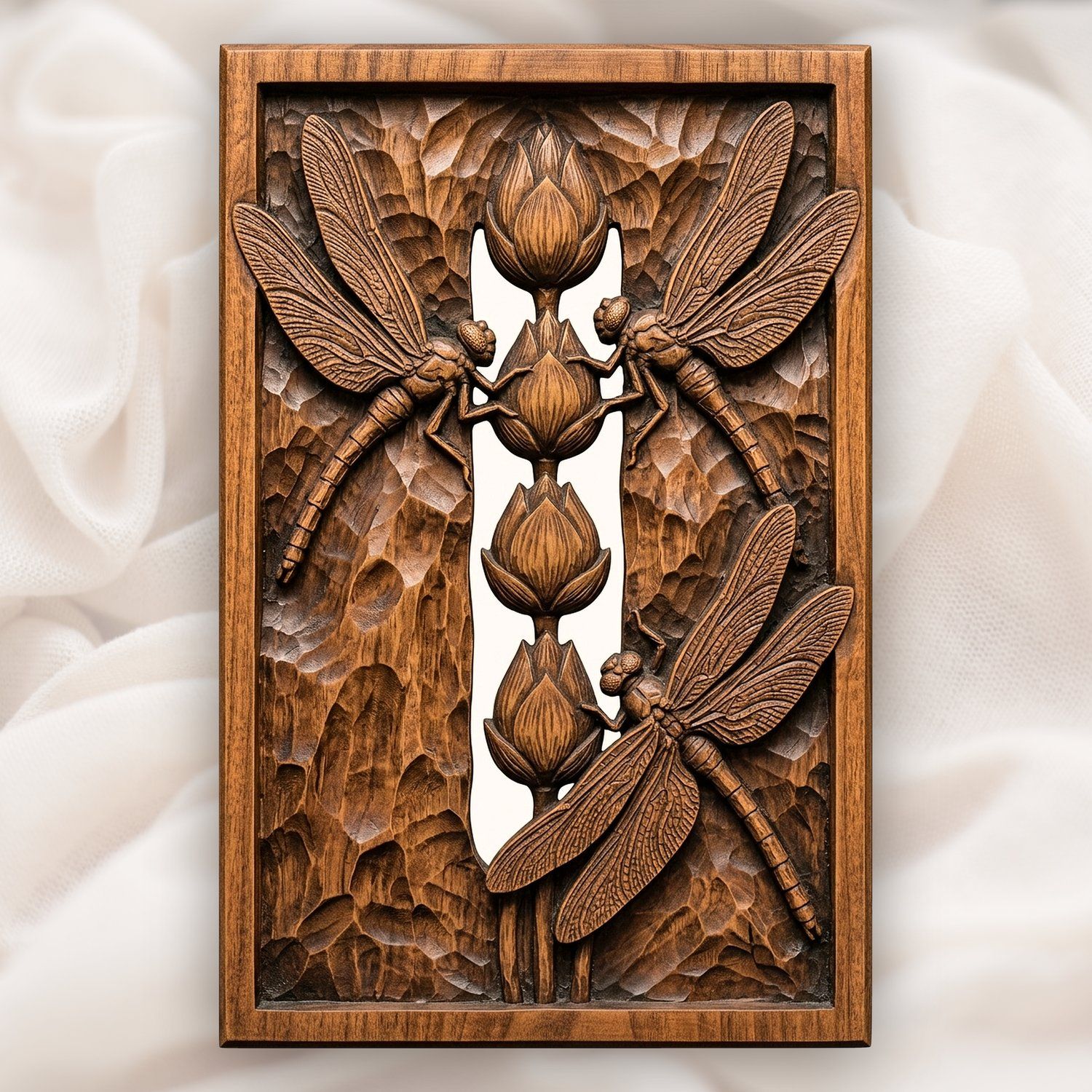 Dragonfly Lotus Pond Pillar CNC Relief STL bas-relief STL design