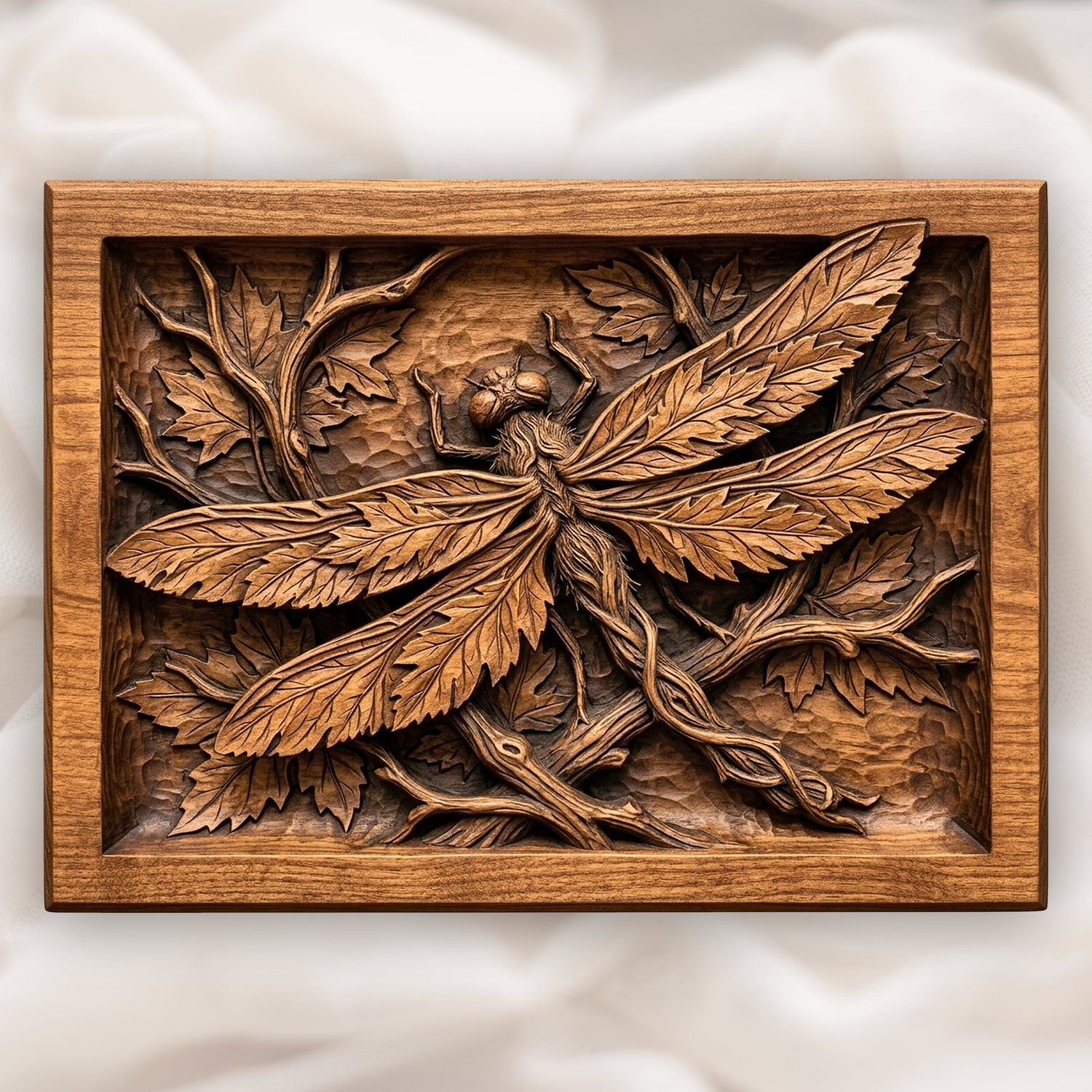 Dragonfly Maple Leaf Spirit CNC Relief STL bas-relief STL design