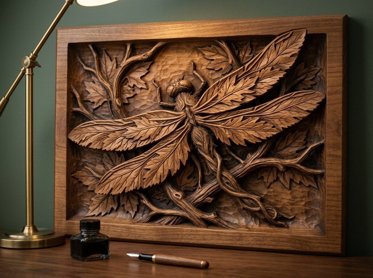 Dragonfly Maple Leaf Spirit CNC Relief STL bas-relief STL — view 14