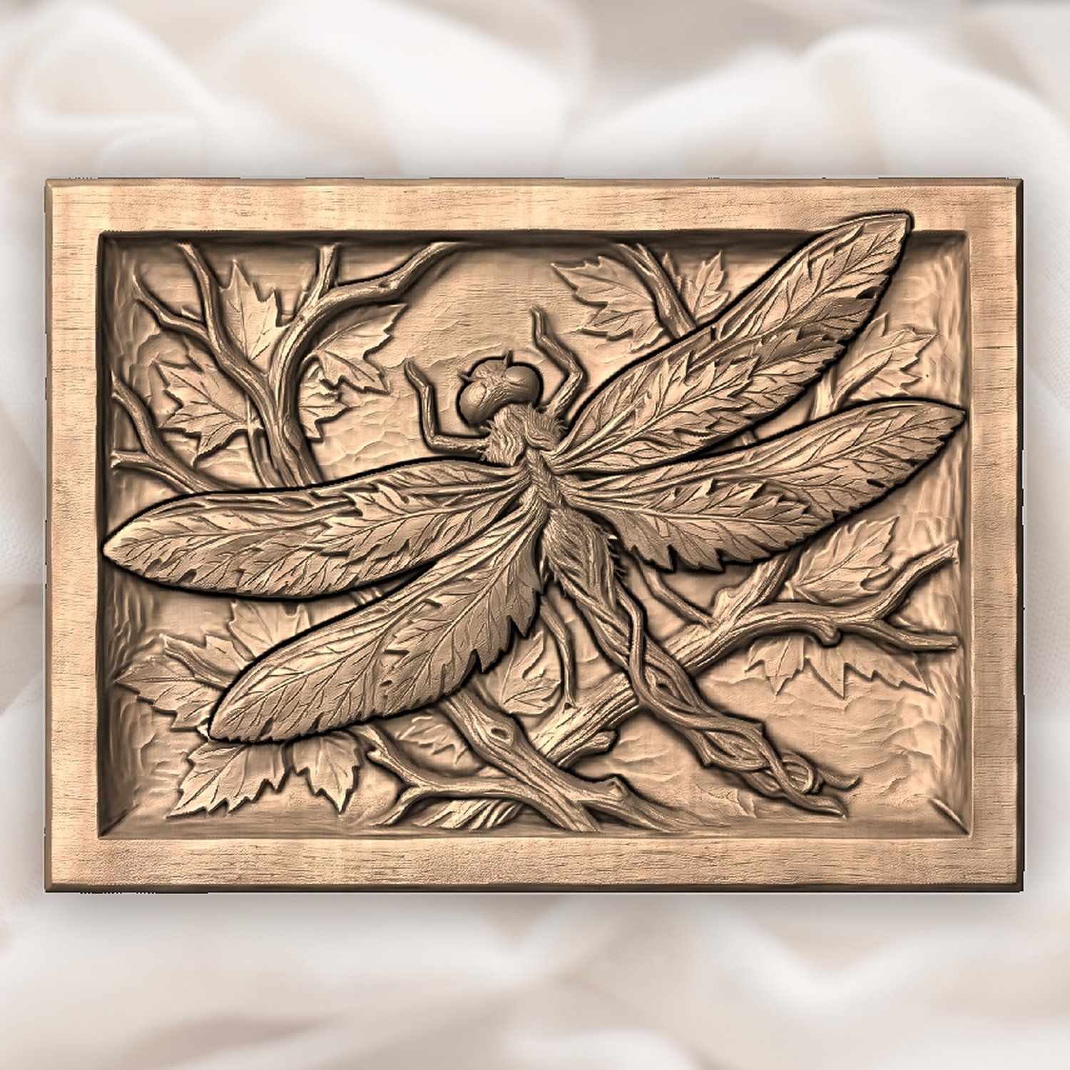 Dragonfly Maple Leaf Spirit CNC Relief STL bas-relief STL — view 5