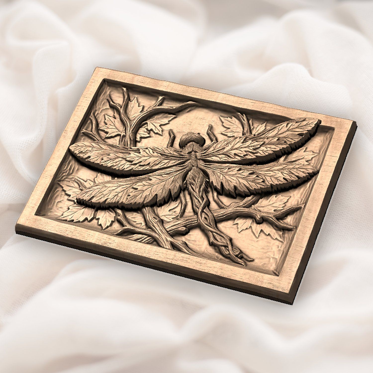 Dragonfly Maple Leaf Spirit CNC Relief STL bas-relief STL — view 6