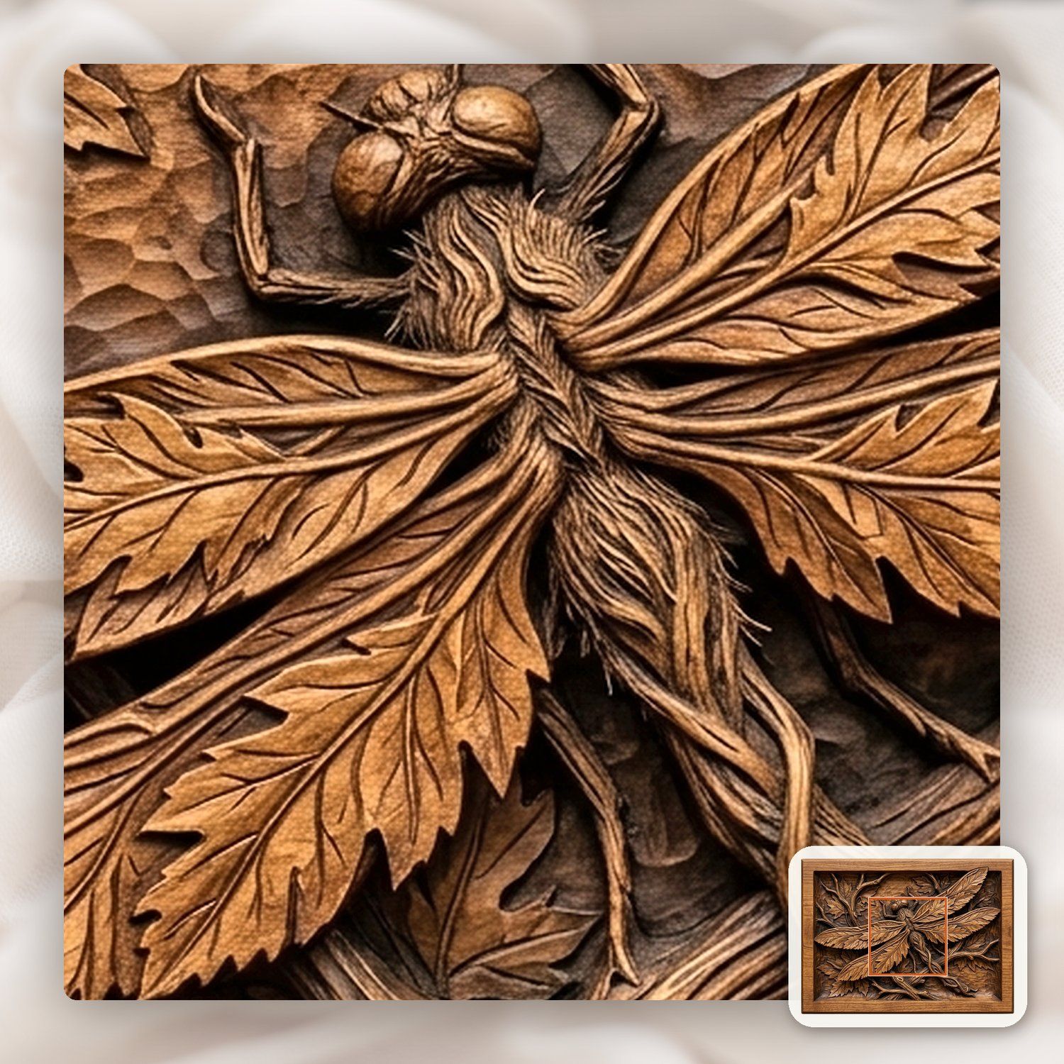 Dragonfly Maple Leaf Spirit CNC Relief STL bas-relief STL — view 11