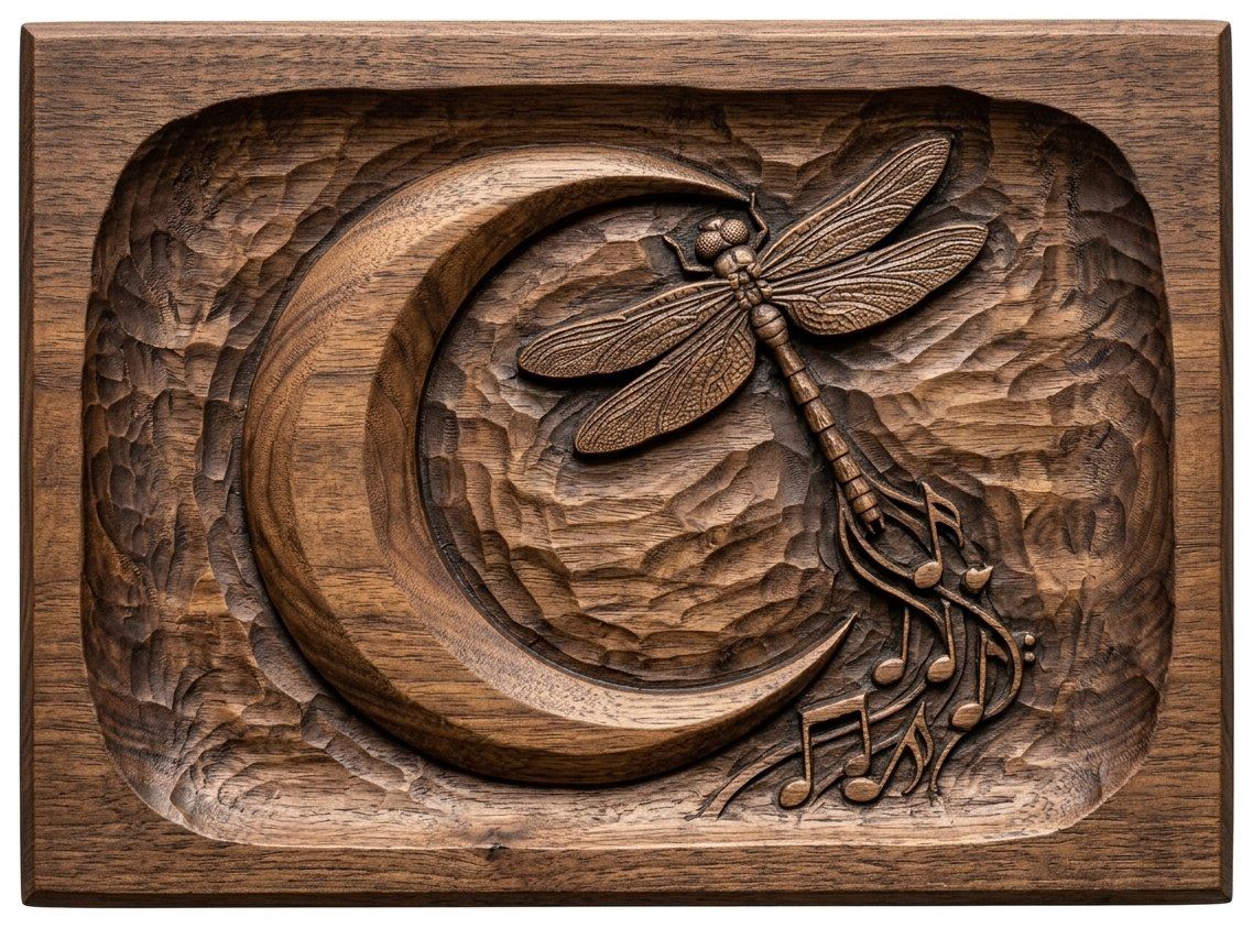 Dragonfly Moon Music CNC Relief STL bas-relief STL — view 4