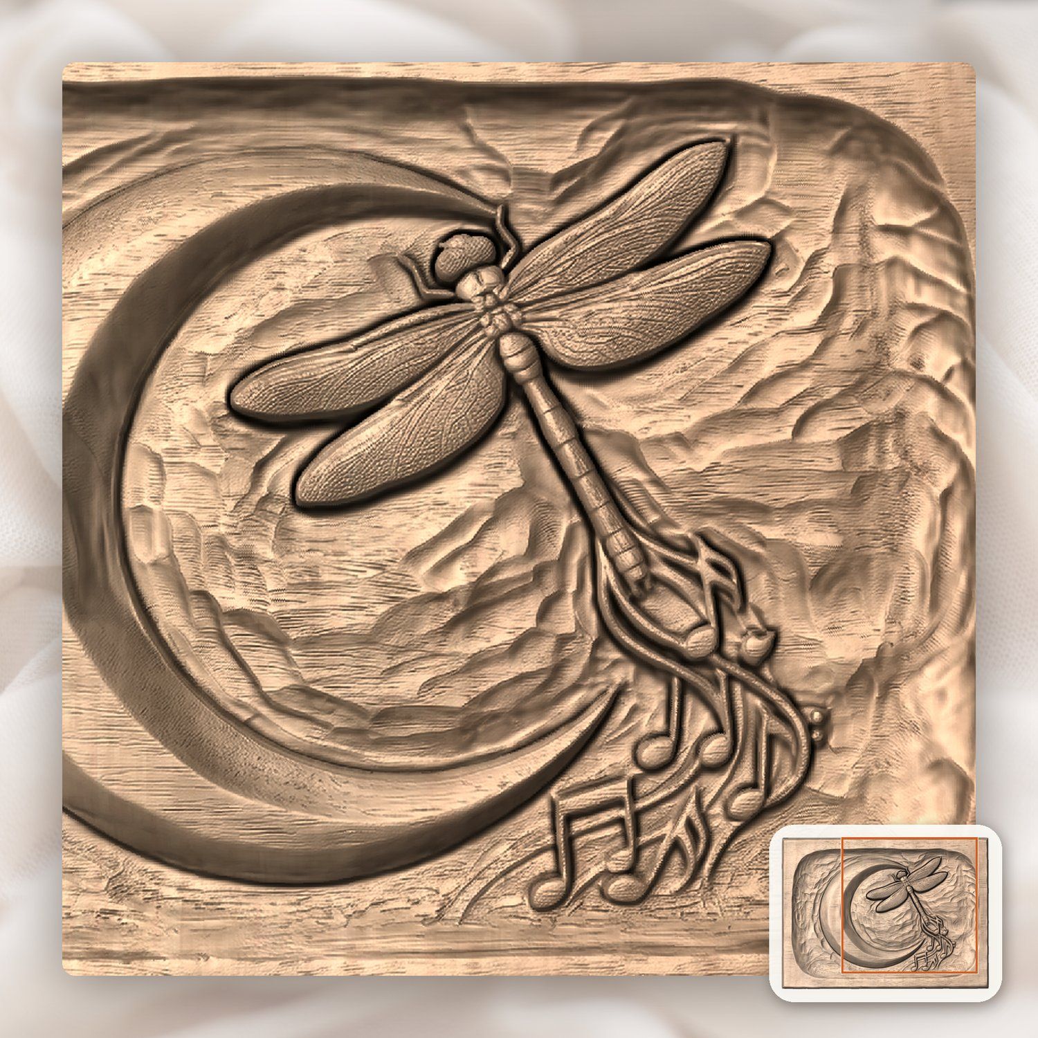 Dragonfly Moon Music CNC Relief STL bas-relief STL — view 7