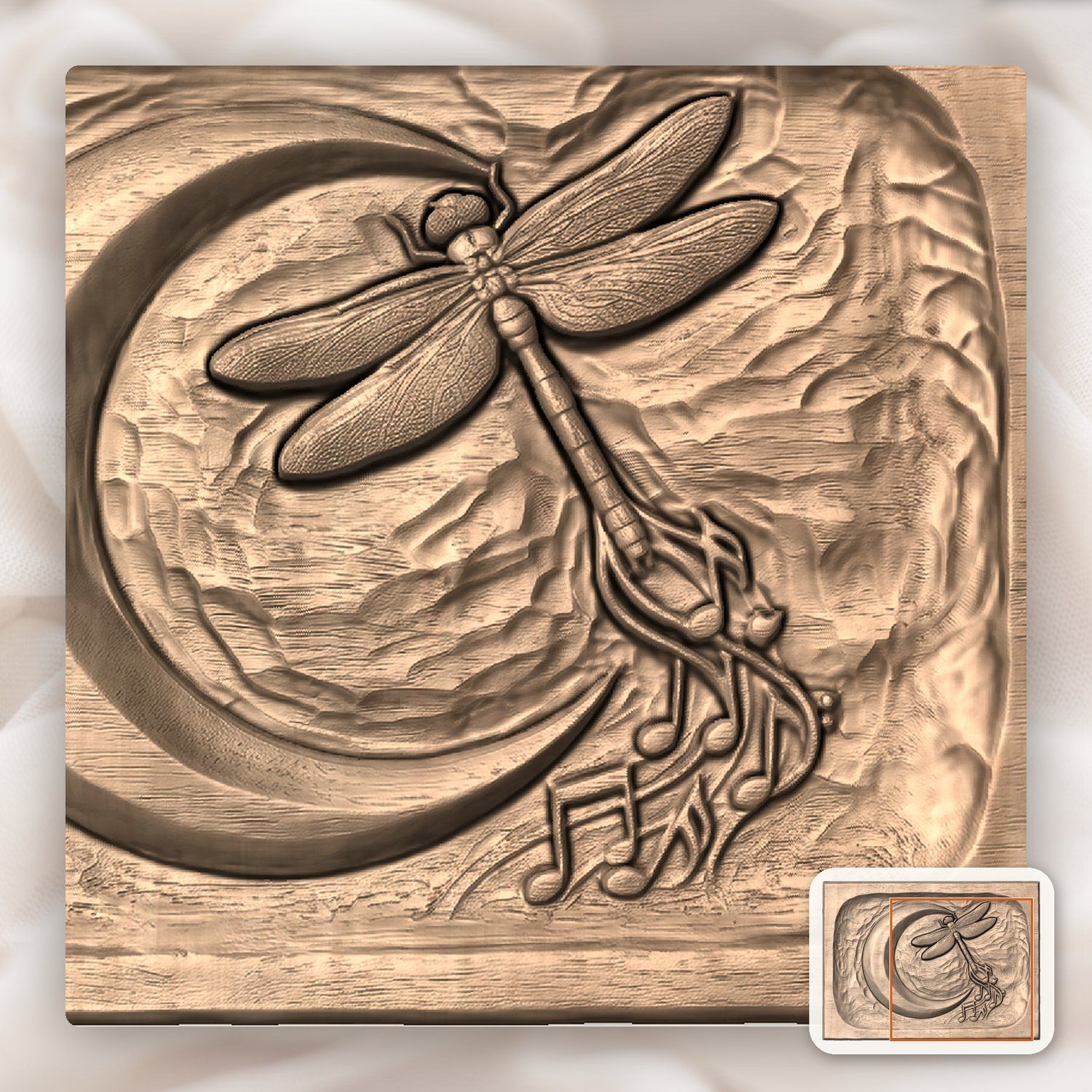 Dragonfly Moon Music CNC Relief STL bas-relief STL — view 8