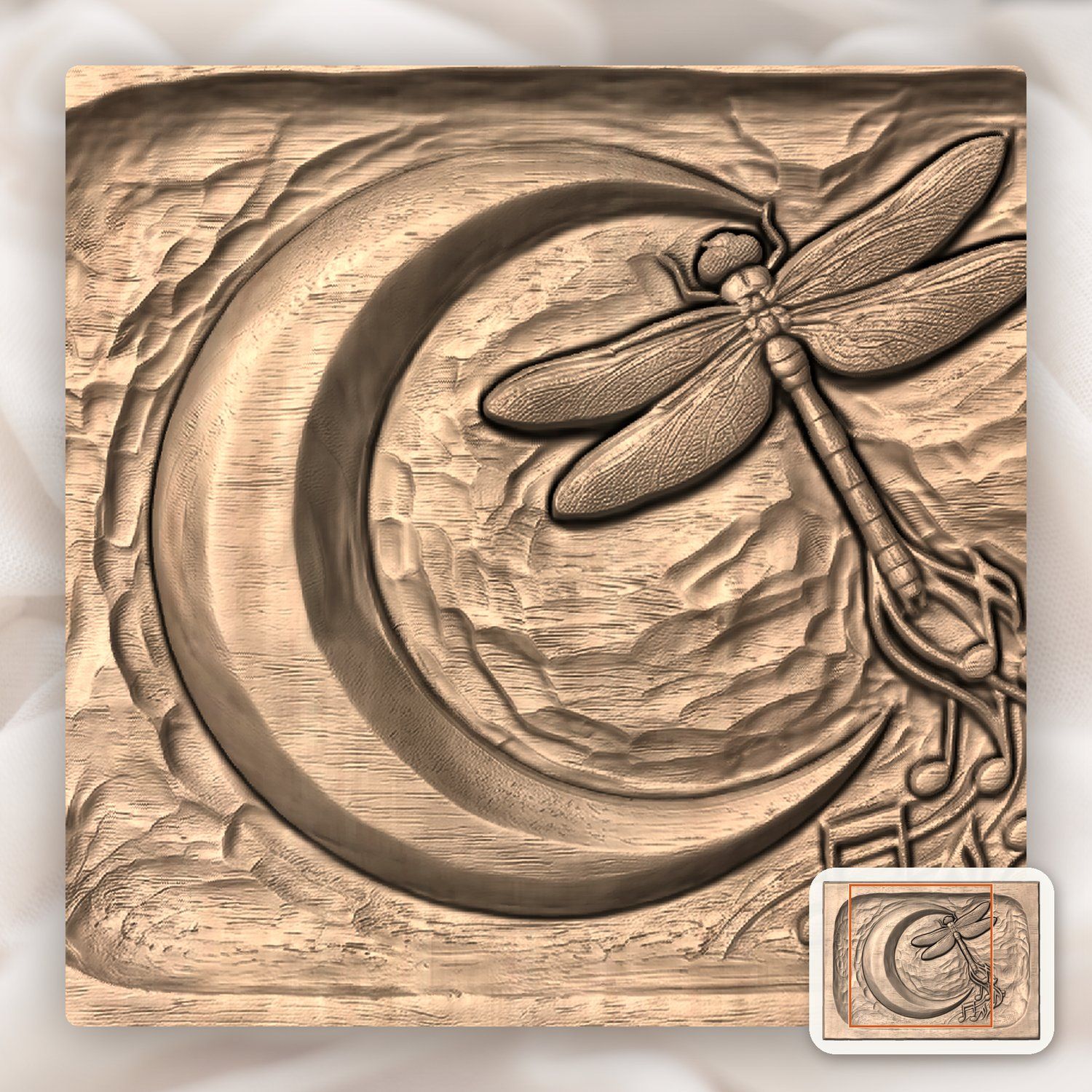 Dragonfly Moon Music CNC Relief STL bas-relief STL — view 9