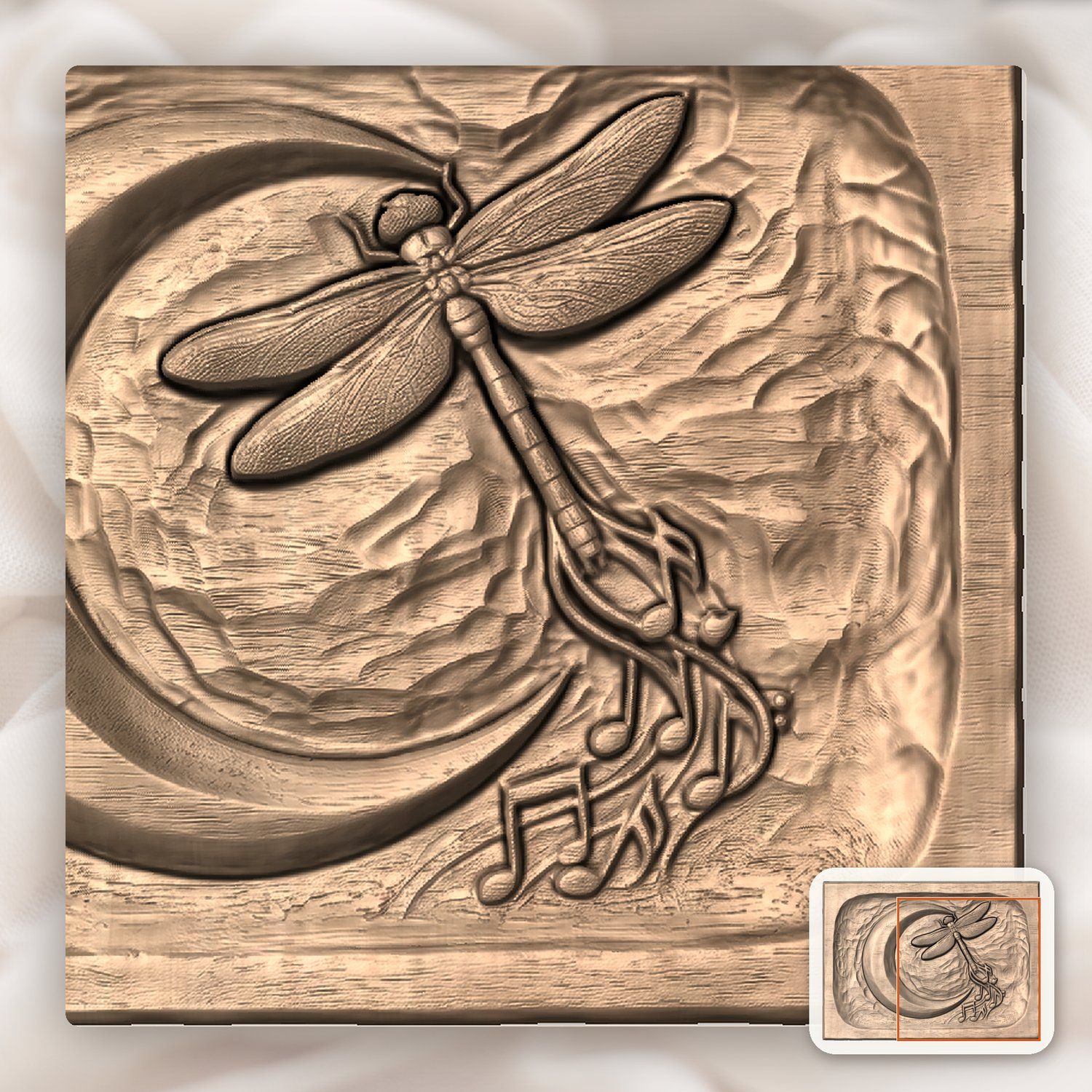 Dragonfly Moon Music CNC Relief STL bas-relief STL — view 10