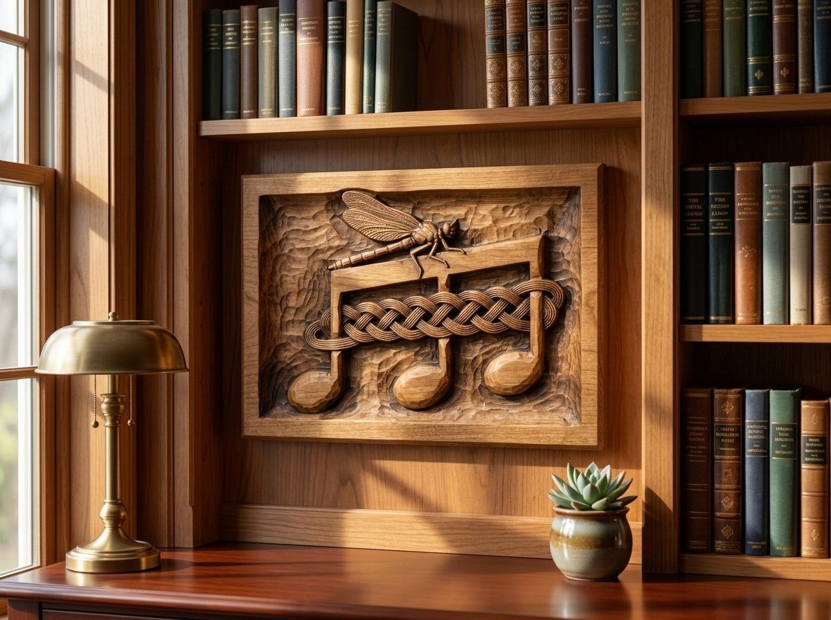 Dragonfly Music Note Celtic CNC Relief STL bas-relief STL — view 14