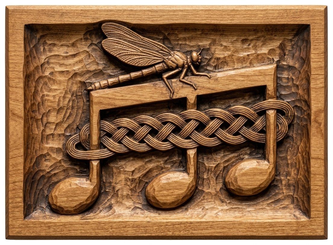Dragonfly Music Note Celtic CNC Relief STL bas-relief STL — view 4