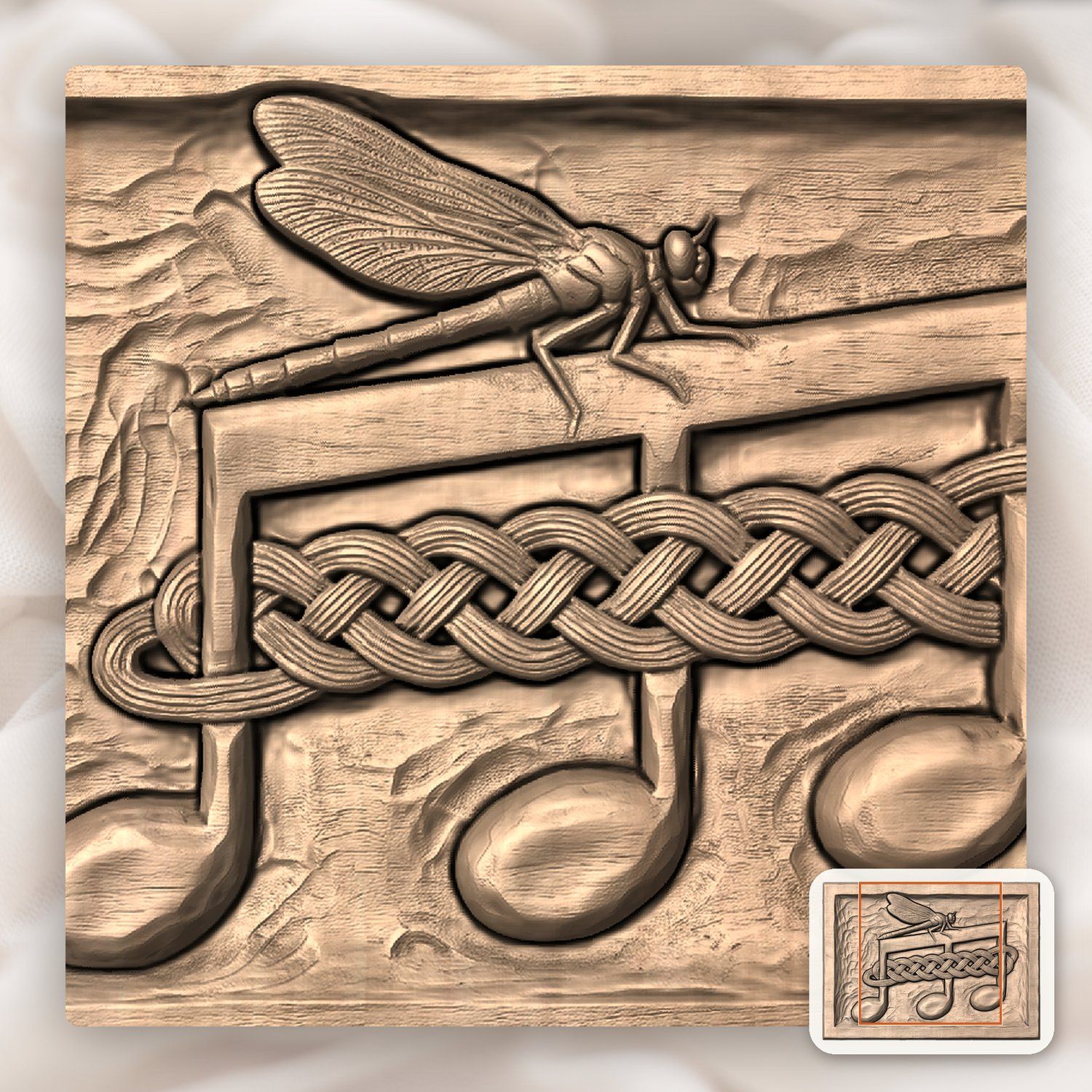 Dragonfly Music Note Celtic CNC Relief STL bas-relief STL — view 7