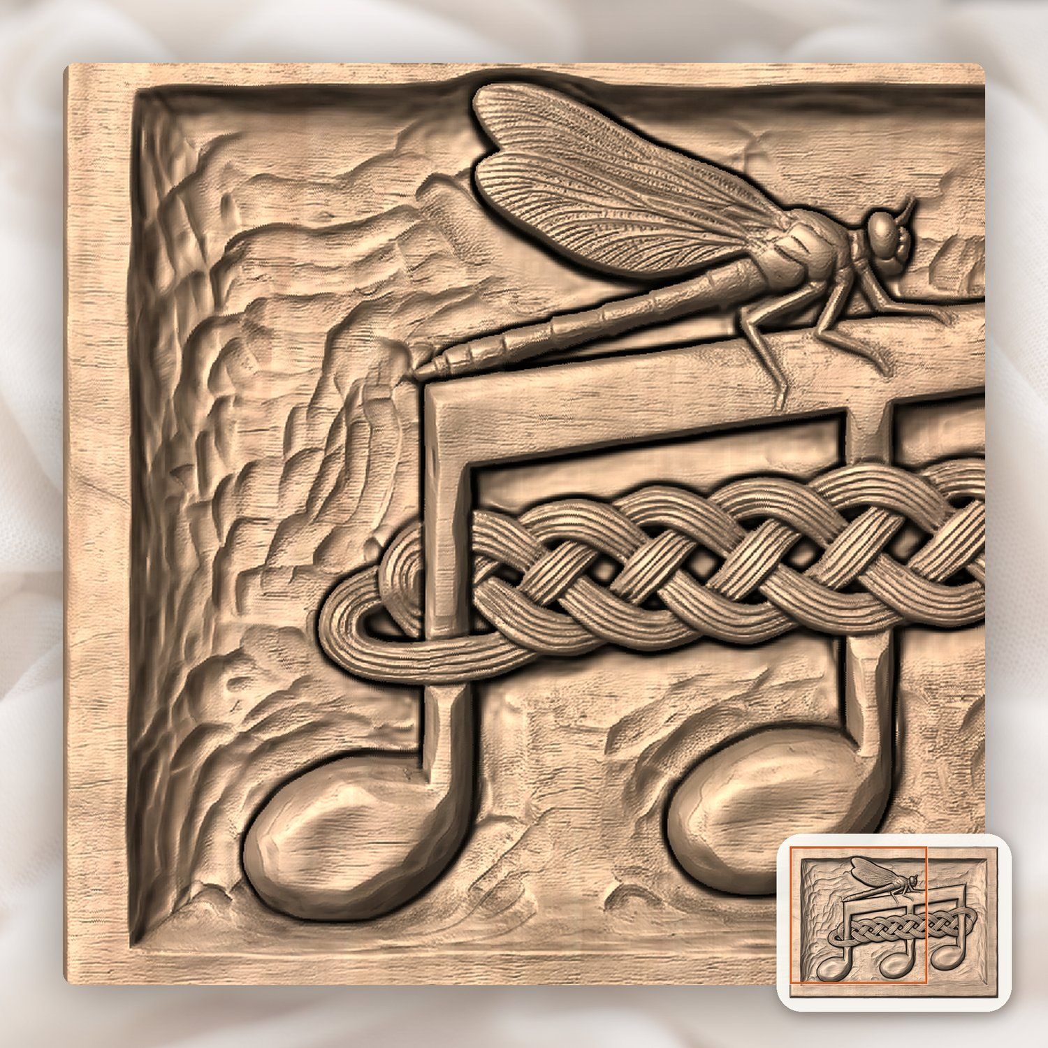 Dragonfly Music Note Celtic CNC Relief STL bas-relief STL — view 8