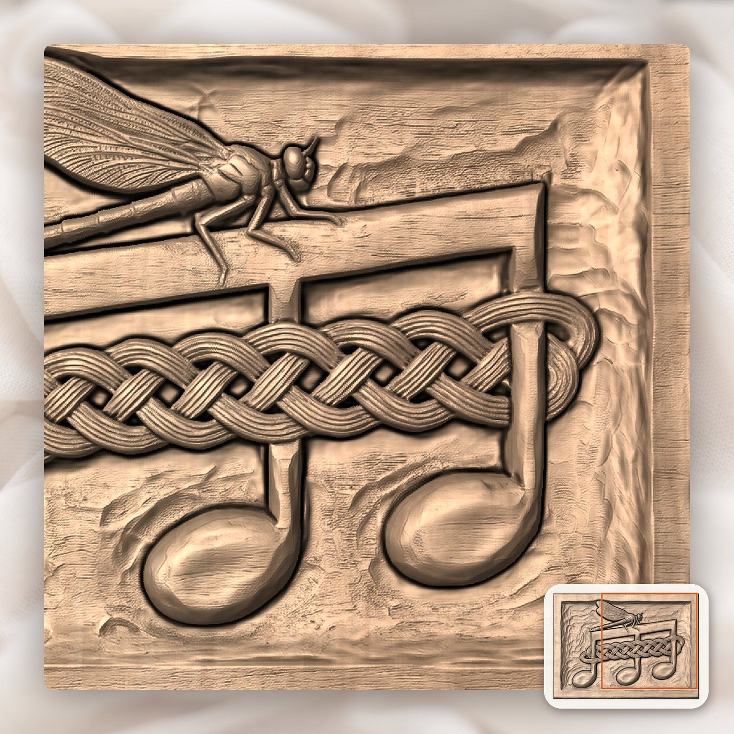 Dragonfly Music Note Celtic CNC Relief STL bas-relief STL — view 9