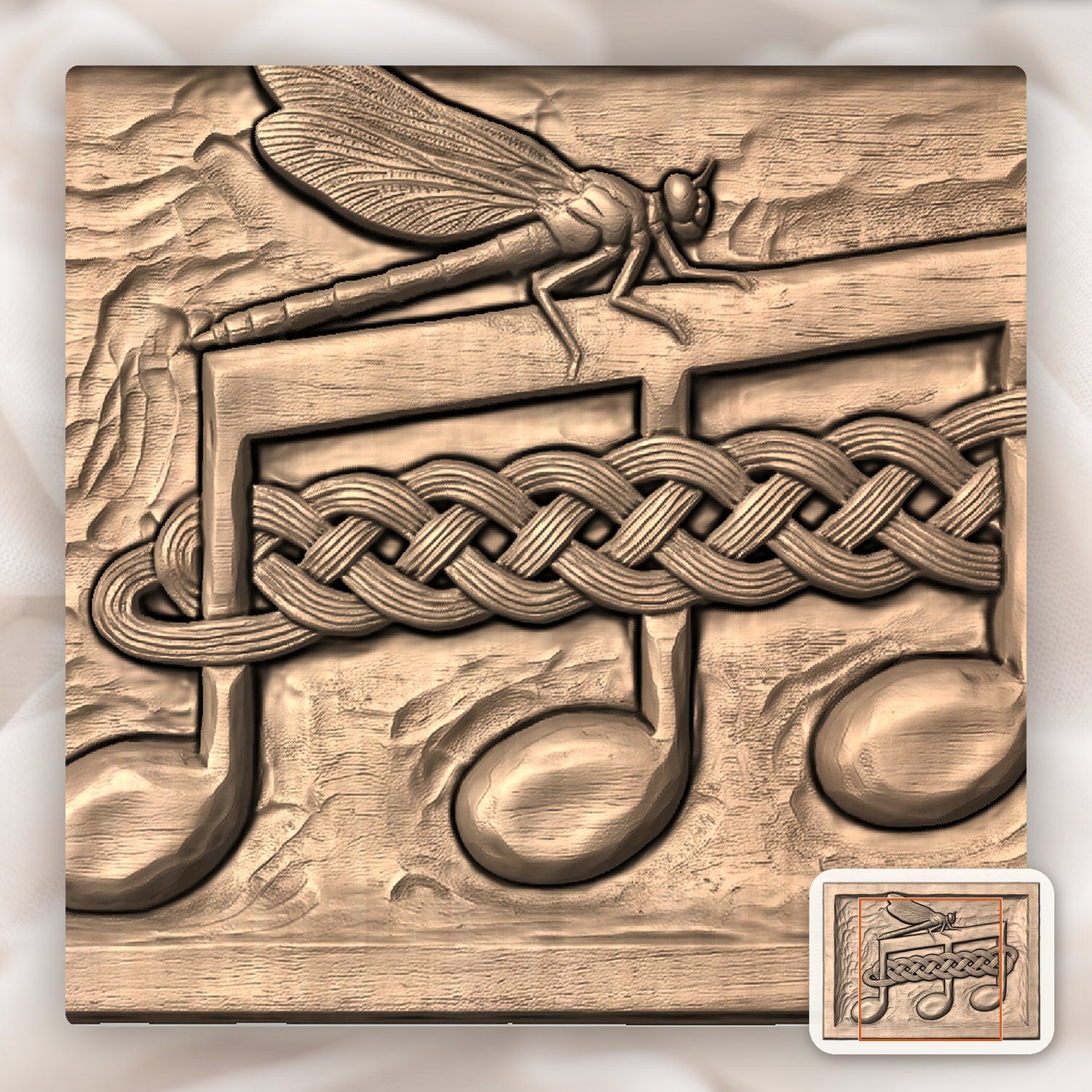 Dragonfly Music Note Celtic CNC Relief STL bas-relief STL — view 10