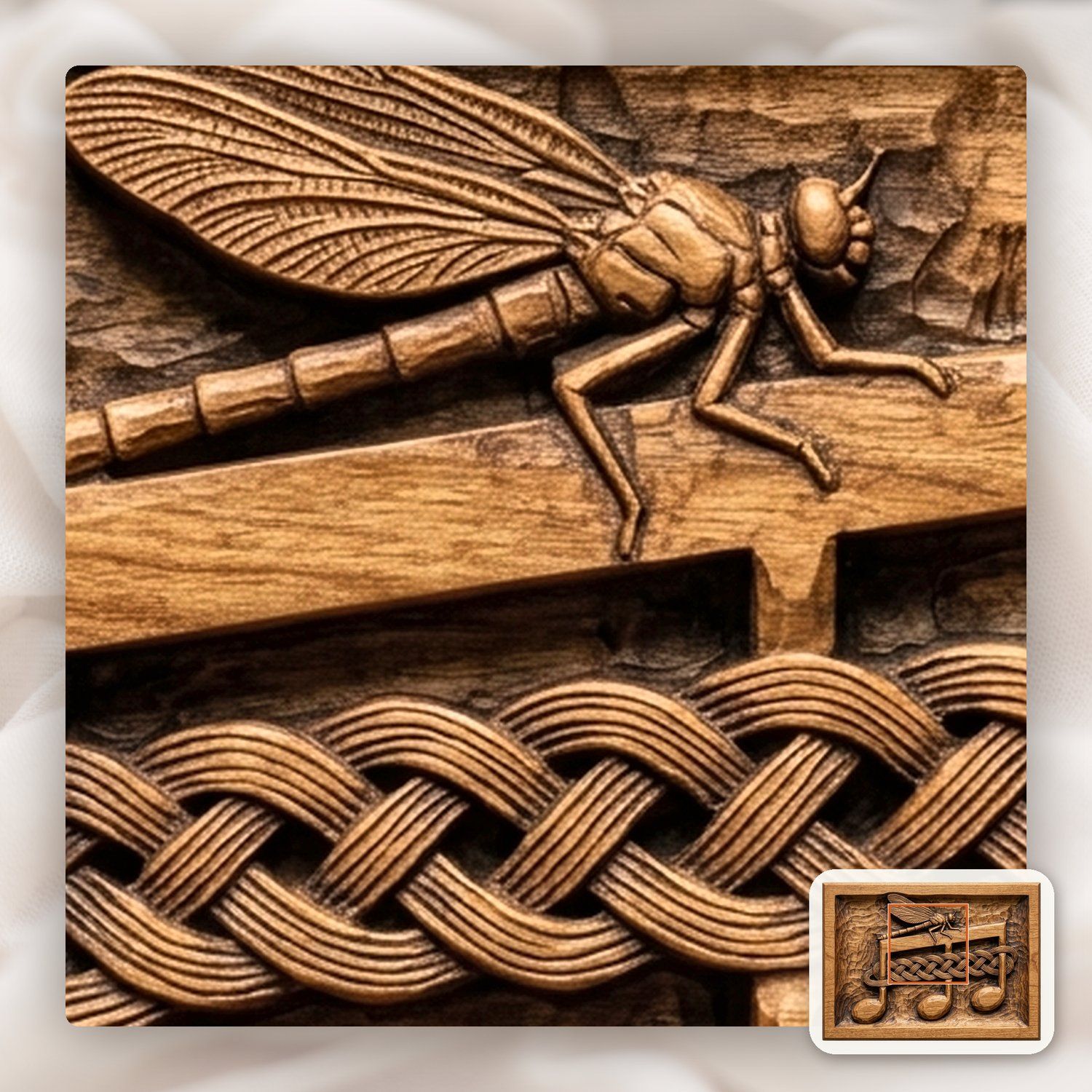 Dragonfly Music Note Celtic CNC Relief STL bas-relief STL — view 11