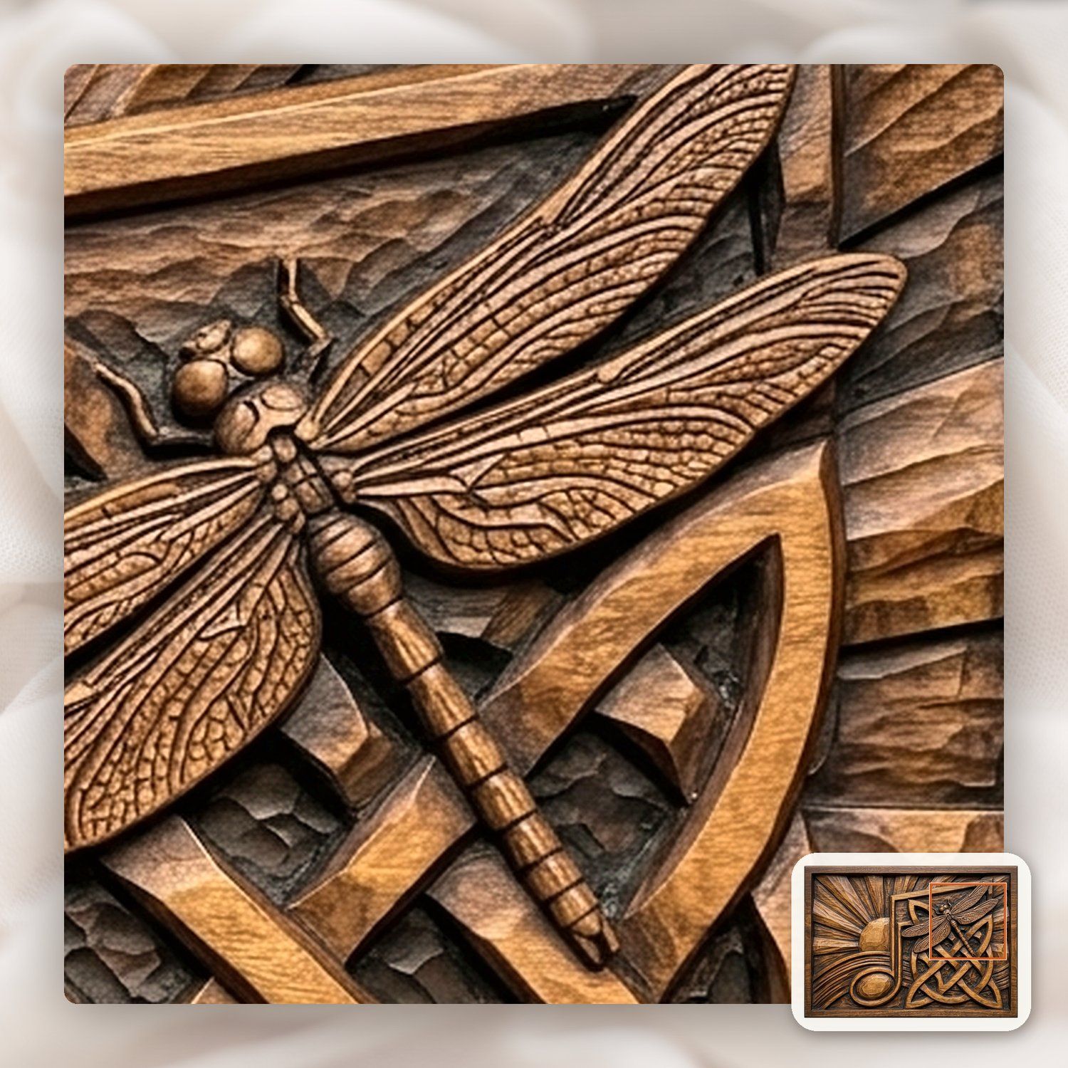 Dragonfly Music Note CNC Relief STL bas-relief STL — view 12
